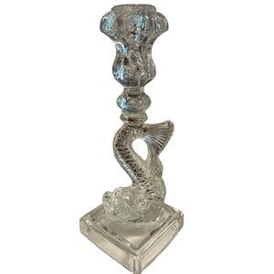 Imperial Glass KOI FISH Candlestick Holder – Clear Pressed Glass for The Met NYC